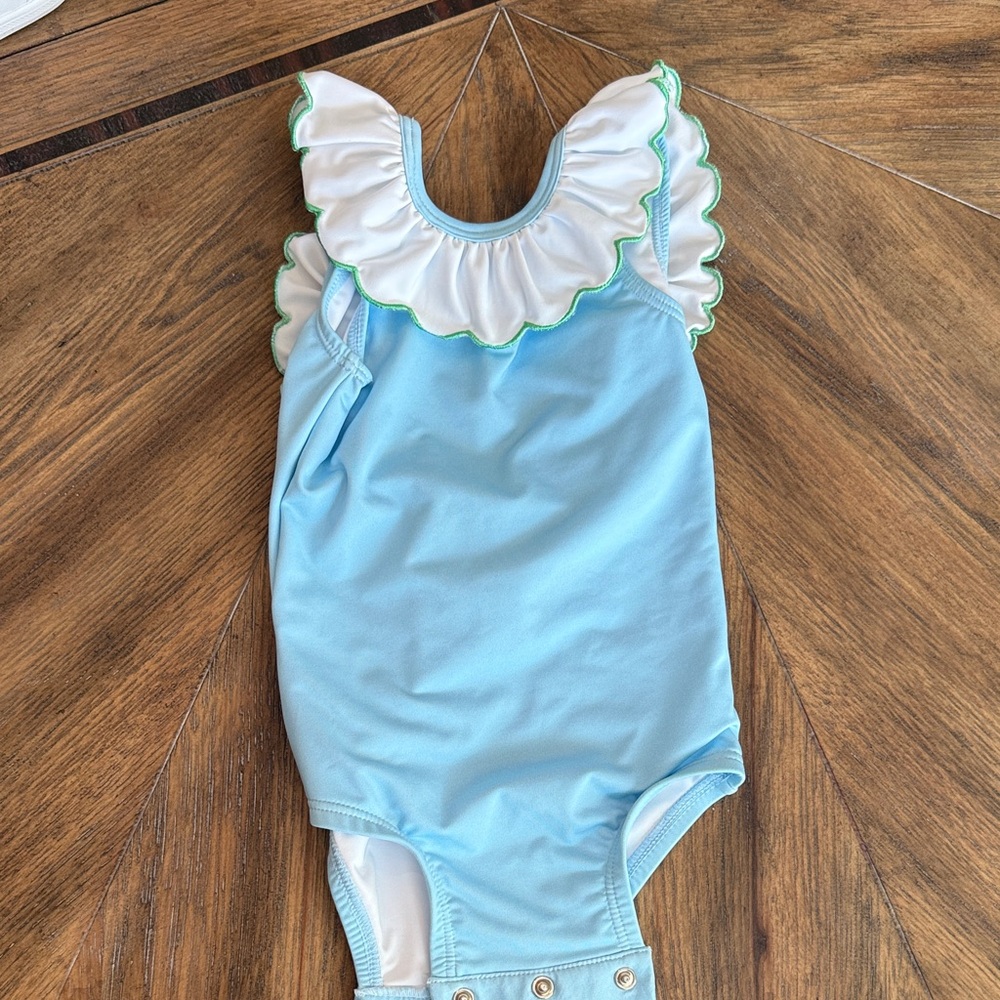 bella bliss Blue and White Kids Swim One Piece